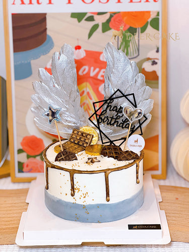 Silver Feather Birthday Cake