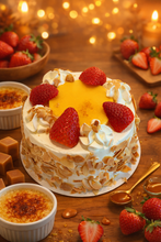 5in Cream brûlée caramel strawberry cake 焦糖草莓烤布蕾