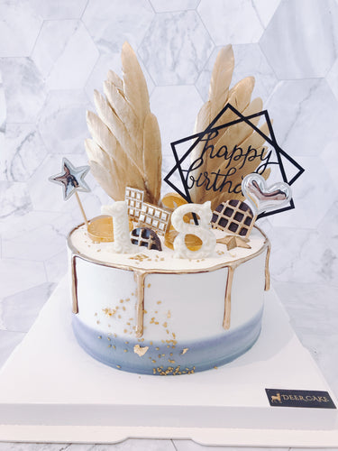 Golden Feather Birthday Cake