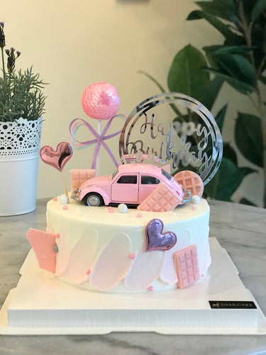 Pink Beetles Cream Cake