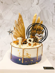 Golden Feather Birthday Cake